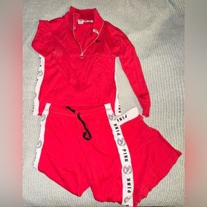 PINK - Red and White Jumpsuit Set